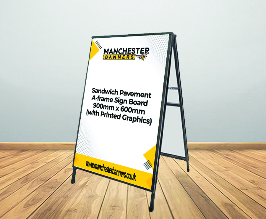 Sandwich Pavement A-frame Sign Board 900mm x 600mm (with Printed Graphics)
