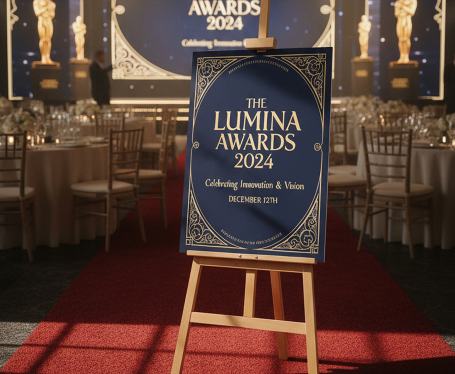 Award Ceremony Gala Easel With Printed Sign