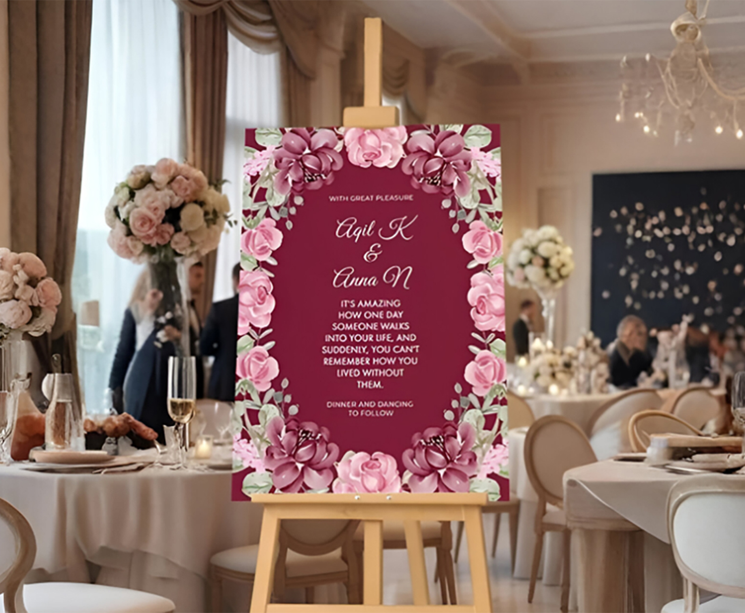 Engagement Party Easel With Printed Sign